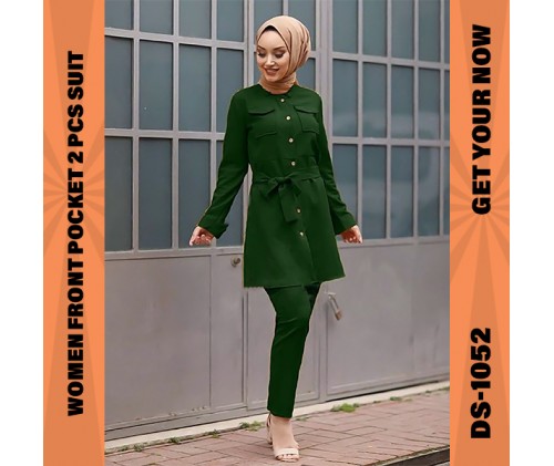 Women Front Pocket 2 Pcs Suit DS-1052